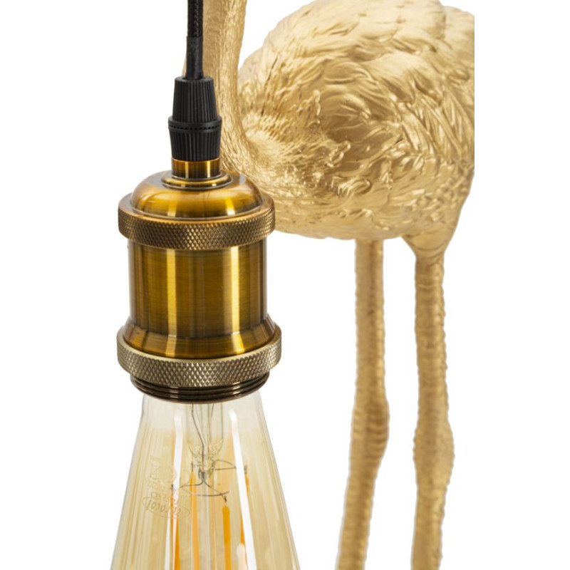 Lampe à poser originale Flamant rose Hauteur 39 cm en Résine Métal Doré Flamingo 