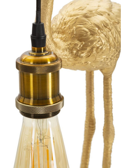 Lampe à poser originale Flamant rose Hauteur 39 cm en Résine Métal Doré Flamingo 