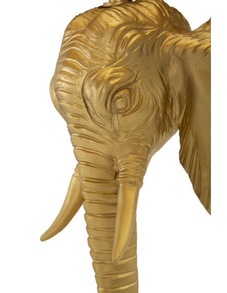 Lampadaire original XL Éléphant Hauteur 164 cm en Résine Doré Métal Tissu Noir Elefante 