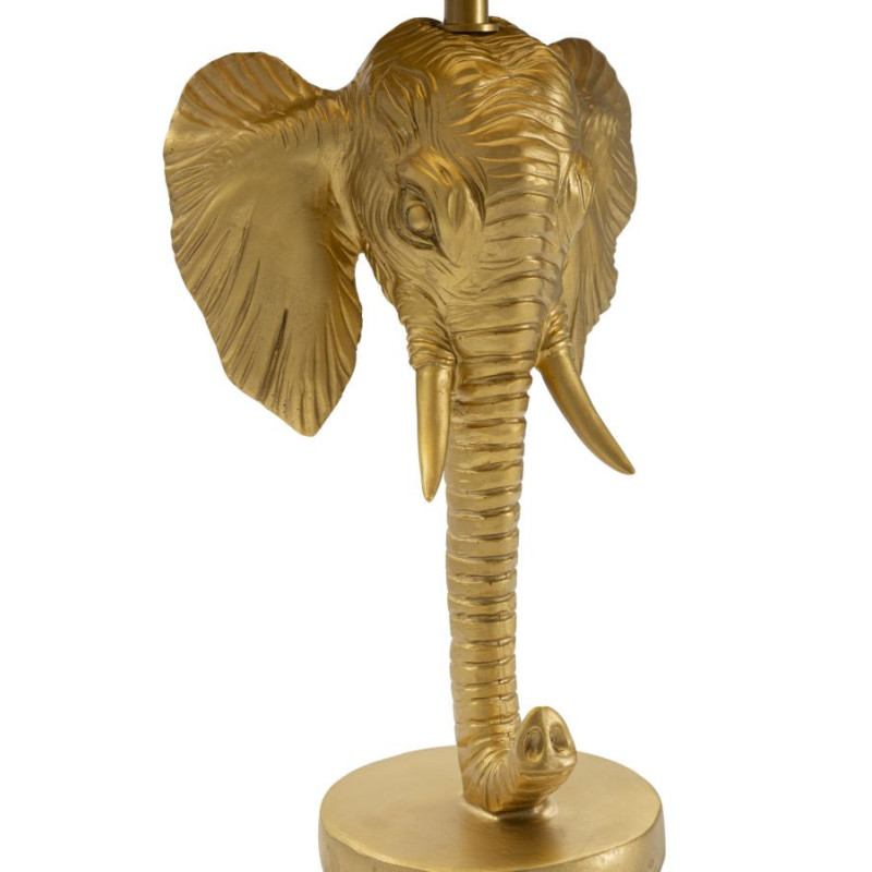 Lampe à poser originale XL Éléphant Hauteur 59c m en Résine Métal Doré Tissu Noir Elefante 