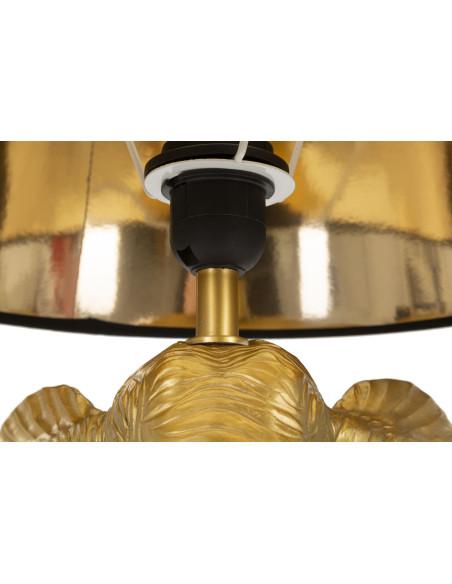Lampe à poser originale XL Éléphant Hauteur 59c m en Résine Métal Doré Tissu Noir Elefante 