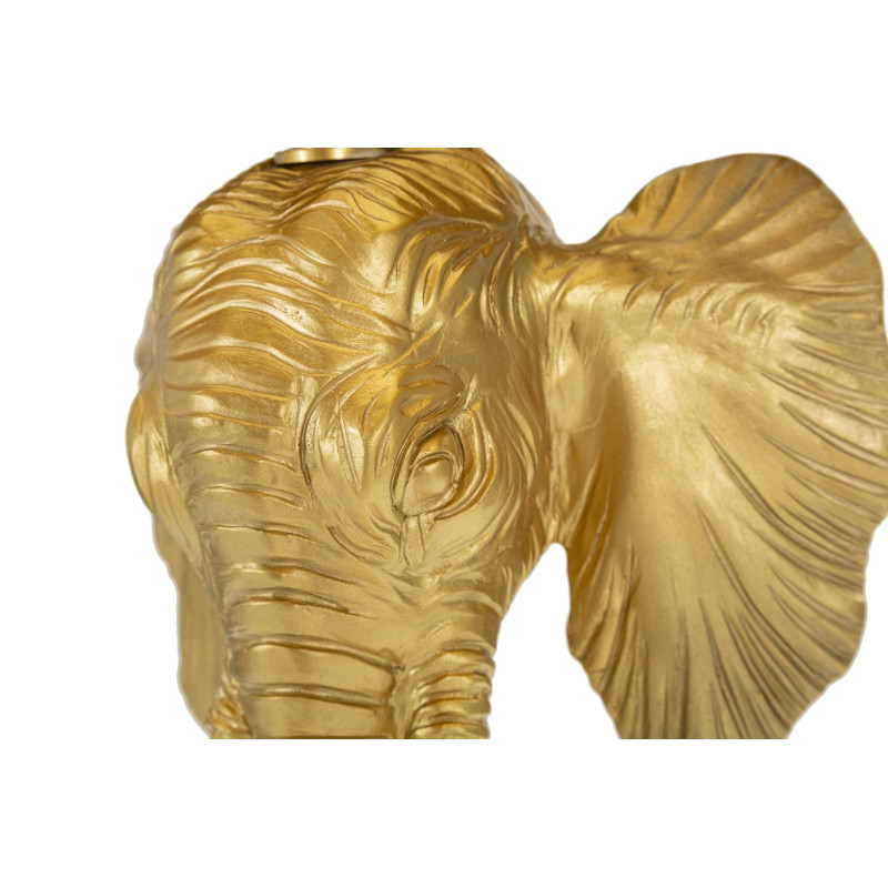 Lampe à poser originale XL Éléphant Hauteur 59c m en Résine Métal Doré Tissu Noir Elefante 