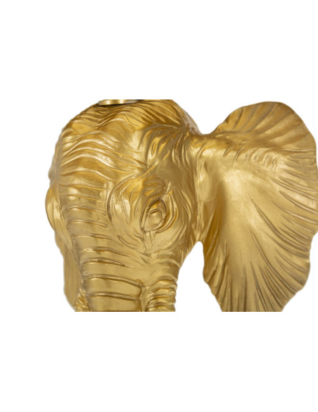 Lampe à poser originale XL Éléphant Hauteur 59c m en Résine Métal Doré Tissu Noir Elefante 