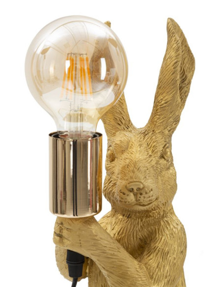 Lampe à poser originale Lapin debout Hauteur 35 cm en Résine Métal Doré Rabbit 