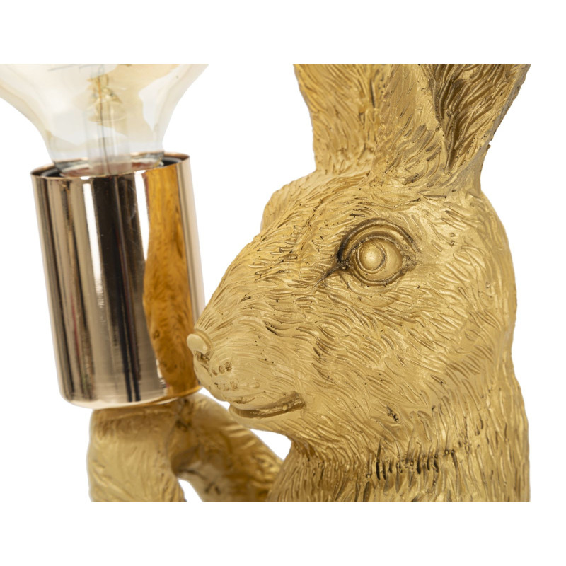 Lampe à poser originale Lapin debout Hauteur 35 cm en Résine Métal Doré Rabbit 