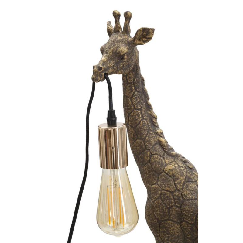 Lampe à poser originale XL Girafe Hauteur 60 cm en Résine Marron Métal Doré Giraffa 