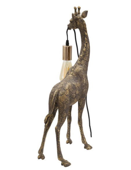 Lampe à poser originale XL Girafe Hauteur 60 cm en Résine Marron Métal Doré Giraffa 