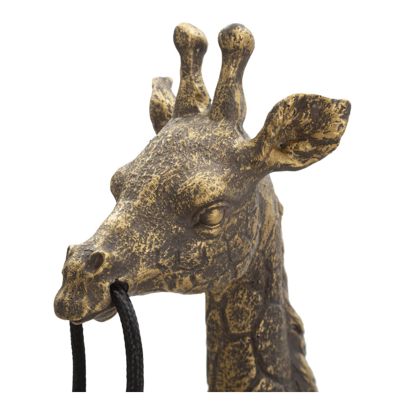 Lampe à poser originale XL Girafe Hauteur 60 cm en Résine Marron Métal Doré Giraffa 