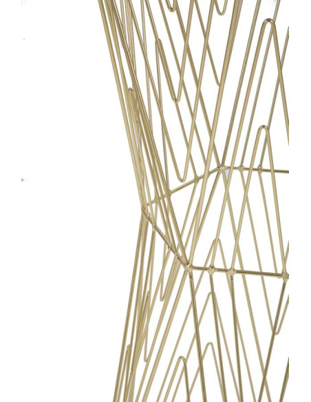 Sellette haute moderne Hexagonale en Métal Doré Bois Miroir Lines 