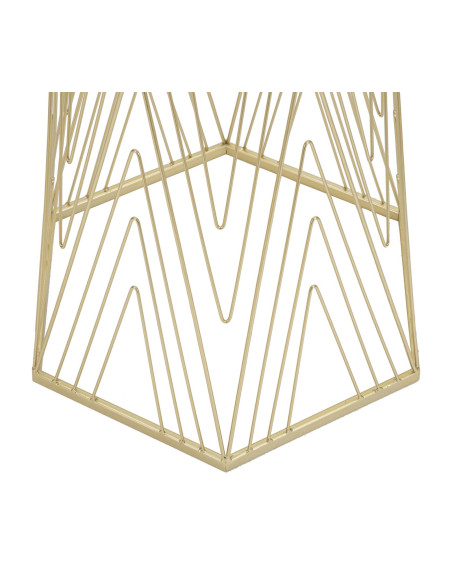 Sellette haute moderne Hexagonale en Métal Doré Bois Miroir Lines 