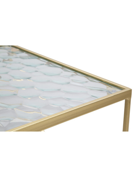 Table d'appoint moderne Carrée en Métal Doré Miroir Glassy (Lot de 2) 