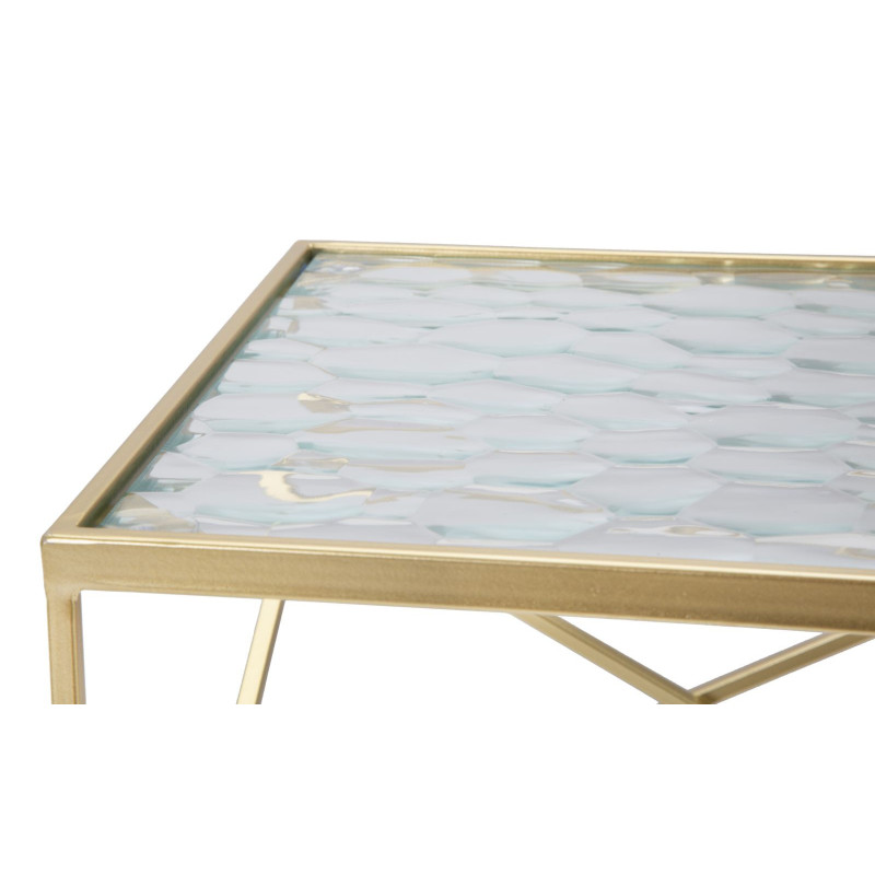 Table d'appoint moderne Carrée en Métal Doré Miroir Glassy (Lot de 2) 