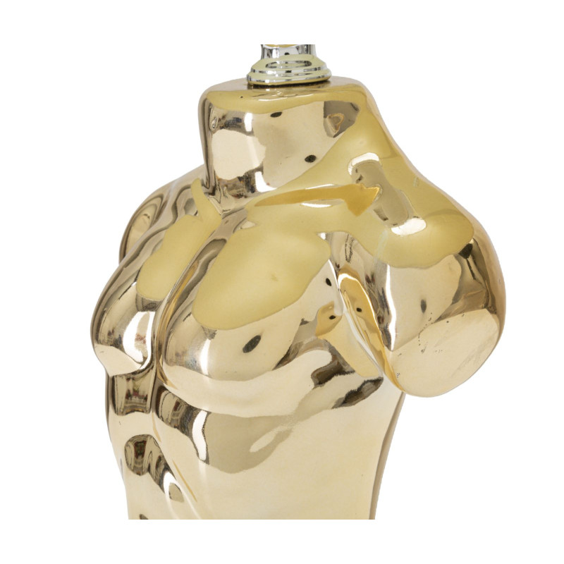 Lampe à poser originale Buste d'homme Hauteur 39 cm en Céramique Doré Tissu Blanc crème Glam Man 