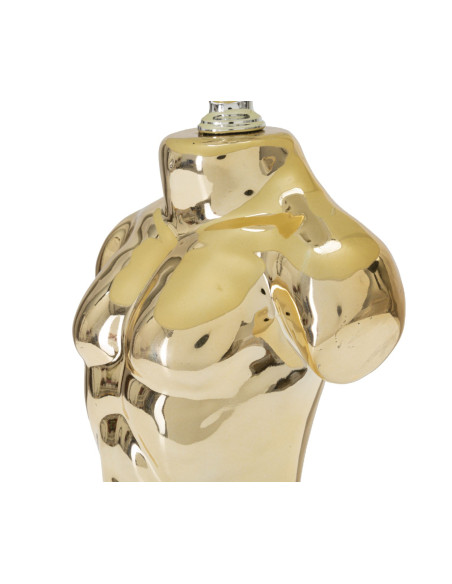 Lampe à poser originale Buste d'homme Hauteur 39 cm en Céramique Doré Tissu Blanc crème Glam Man 