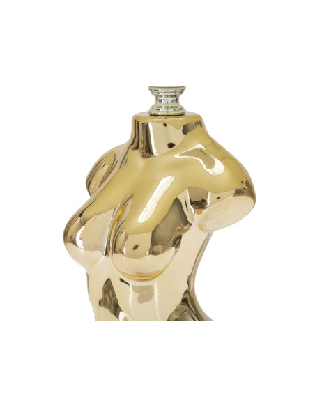 Lampe à poser originale Buste de femme Hauteur 39 cm en Céramique Doré Tissu Blanc crème Glam Woman 