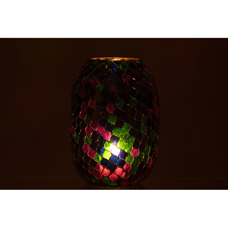 Photophore XL violet mosaïque en verre H25 cm - 4