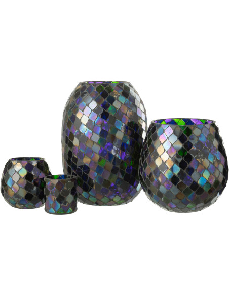 Photophore XL violet mosaïque en verre H25 cm - 5