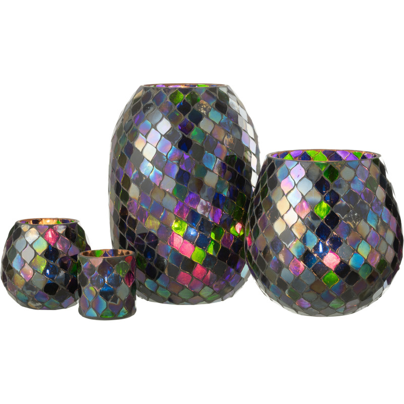 Photophore XL violet mosaïque en verre H25 cm - 6