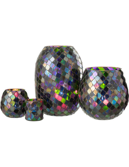 Photophore XL violet mosaïque en verre H25 cm - 6