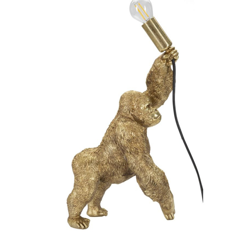 Lampe à poser originale Gorille Hauteur 40 cm en Résine Métal Doré Gorilla 
