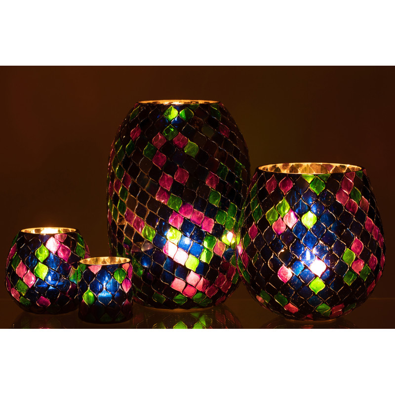 Photophore XL violet mosaïque en verre H25 cm - 7