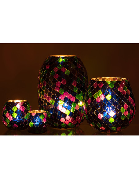 Photophore XL violet mosaïque en verre H25 cm - 7