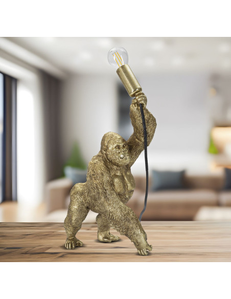 Lampe à poser originale Gorille Hauteur 40 cm en Résine Métal Doré Gorilla 