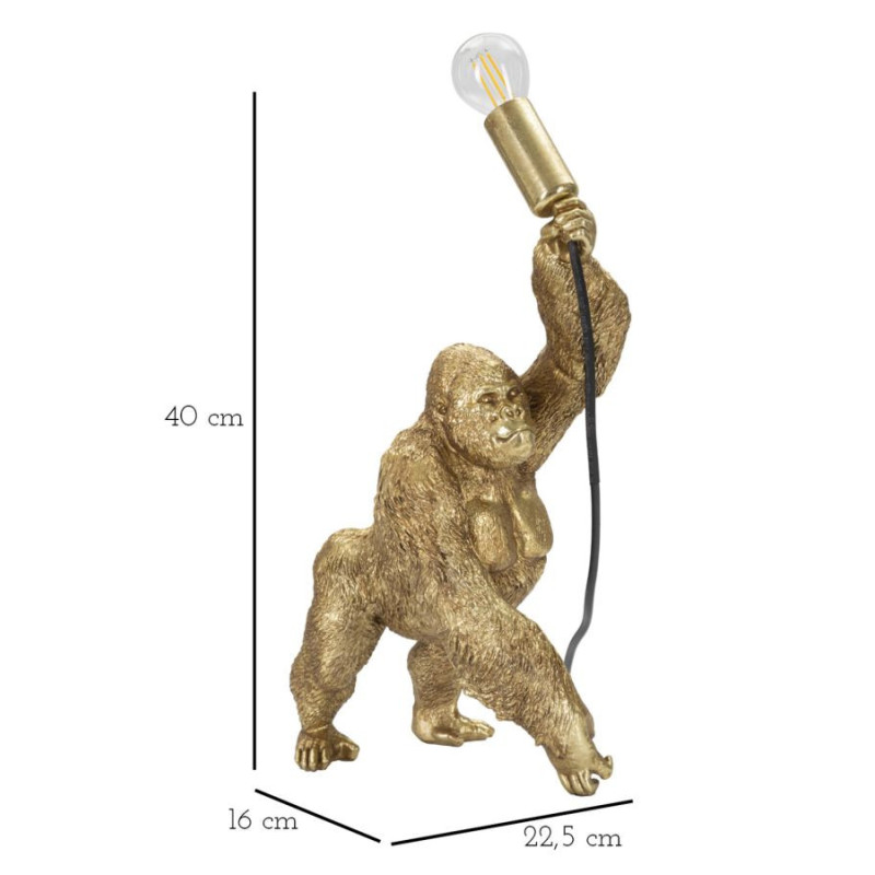 Lampe à poser originale Gorille Hauteur 40 cm en Résine Métal Doré Gorilla 