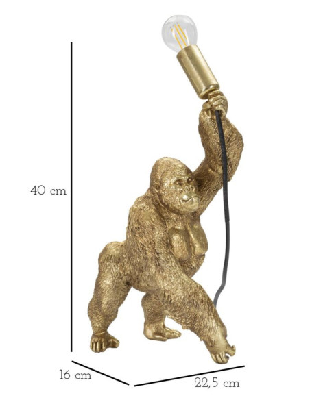 Lampe à poser originale Gorille Hauteur 40 cm en Résine Métal Doré Gorilla 