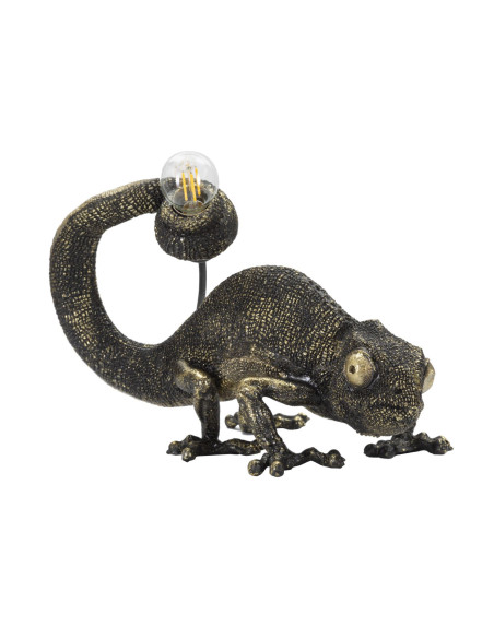 Lampe à poser originale Caméléon 37 cm en Résine Noir Doré Camaleonte 