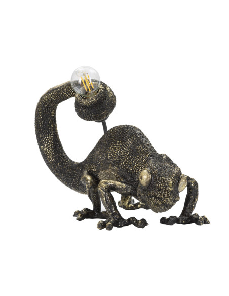 Lampe à poser originale Caméléon 37 cm en Résine Noir Doré Camaleonte 