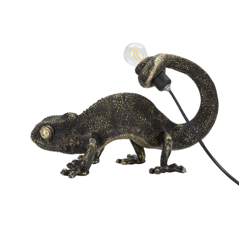 Lampe à poser originale Caméléon 37 cm en Résine Noir Doré Camaleonte 