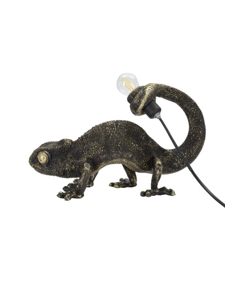 Lampe à poser originale Caméléon 37 cm en Résine Noir Doré Camaleonte 