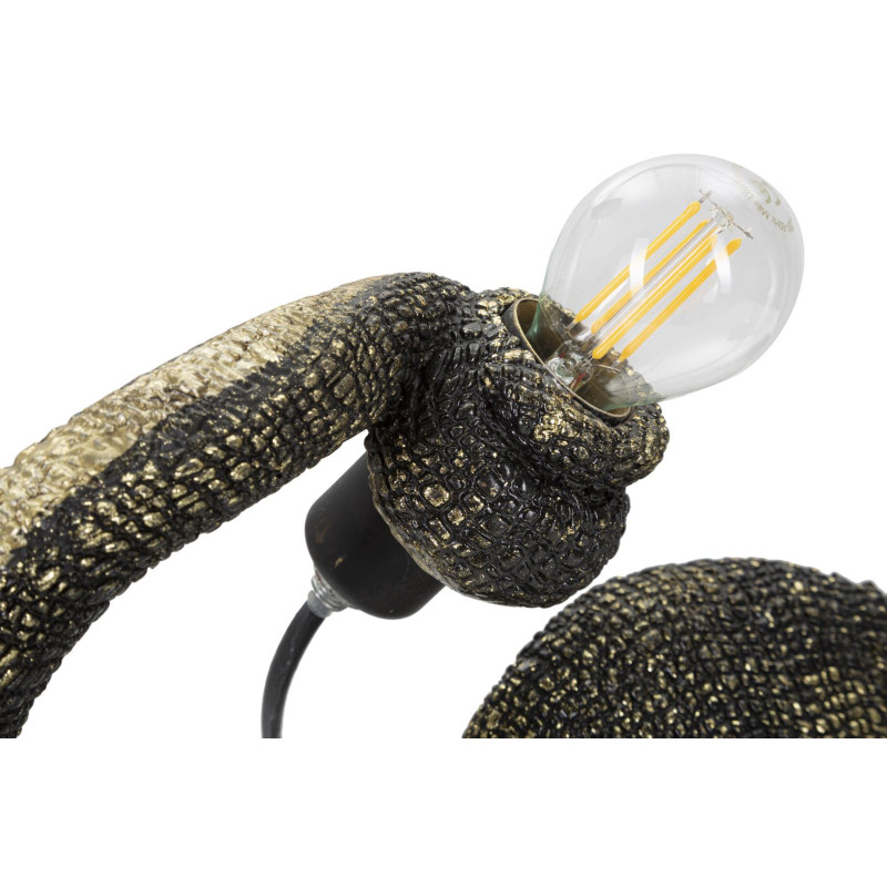 Lampe à poser originale Caméléon 37 cm en Résine Noir Doré Camaleonte 
