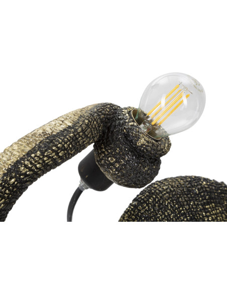 Lampe à poser originale Caméléon 37 cm en Résine Noir Doré Camaleonte 