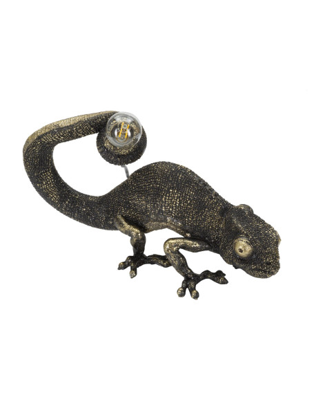 Lampe à poser originale Caméléon 37 cm en Résine Noir Doré Camaleonte 