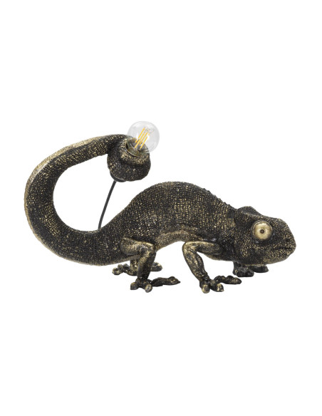 Lampe à poser originale Caméléon 37 cm en Résine Noir Doré Camaleonte 