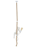 Suspension originale Singe en Résine Blanc Corde Naturel Monkey