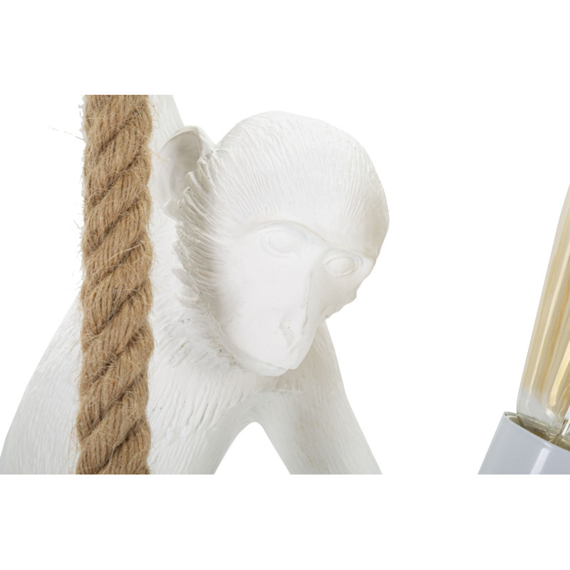 Suspension originale Singe en Résine Blanc Corde Naturel Monkey 