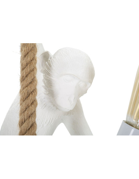 Suspension originale Singe en Résine Blanc Corde Naturel Monkey 