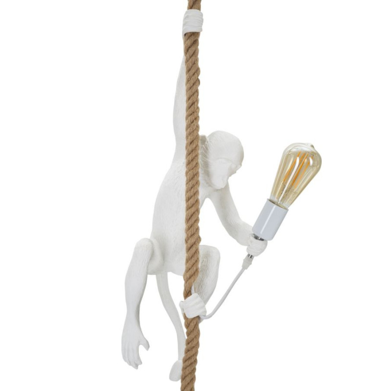 Suspension originale Singe en Résine Blanc Corde Naturel Monkey 