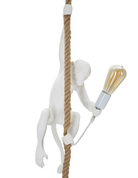 Suspension originale Singe en Résine Blanc Corde Naturel Monkey 