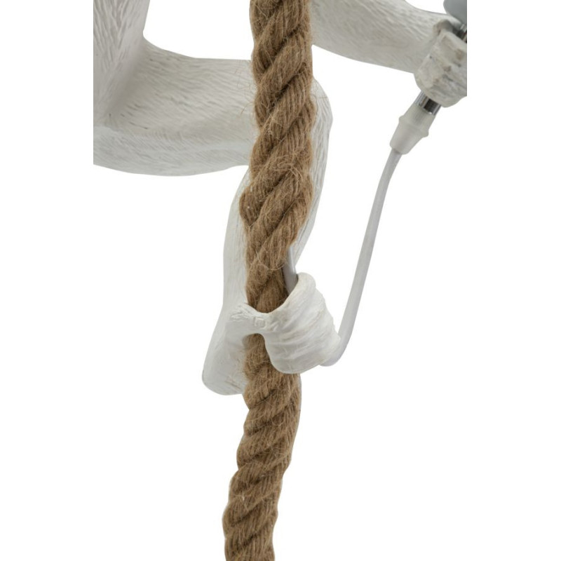 Suspension originale Singe en Résine Blanc Corde Naturel Monkey 