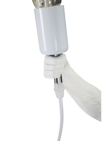 Lampe à poser originale XL Singe debout Hauteur 55 cm en Résine Métal Blanc Monkey 