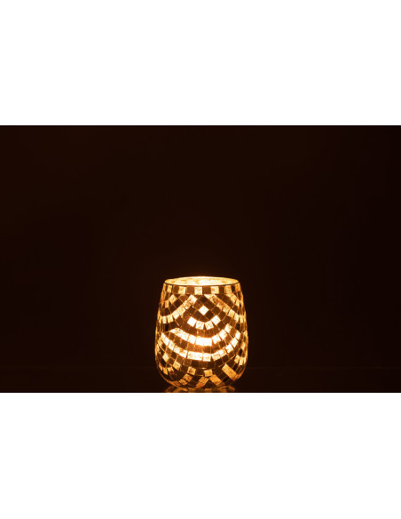 Photophore original mosaïque argent et doré H12 cm - 3