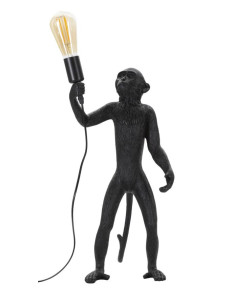 Lampe à poser originale XL Singe debout Hauteur 55 cm en Résine Métal Noir Monkey 