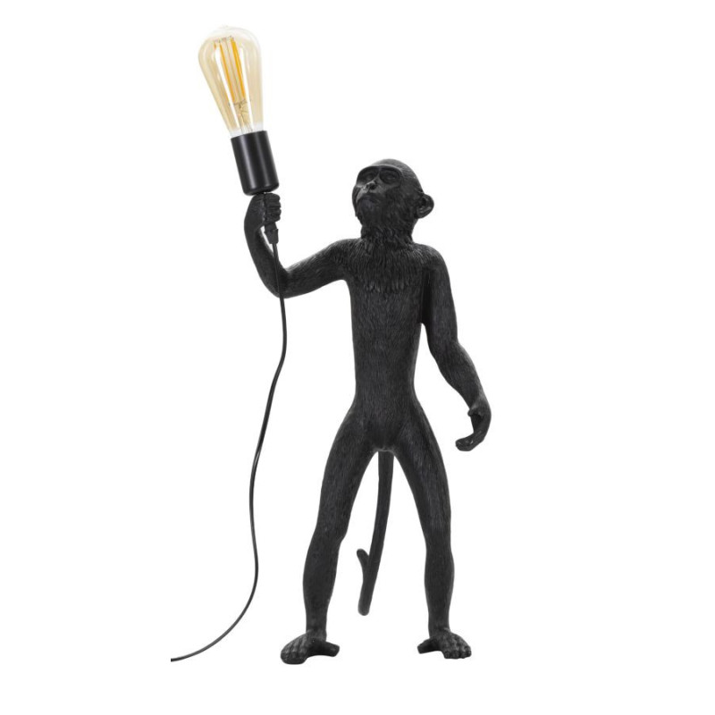 Lampe à poser originale XL Singe debout Hauteur 55 cm en Résine Métal Noir Monkey 
