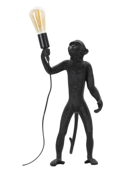 Lampe à poser originale XL Singe debout Hauteur 55 cm en Résine Métal Noir Monkey 