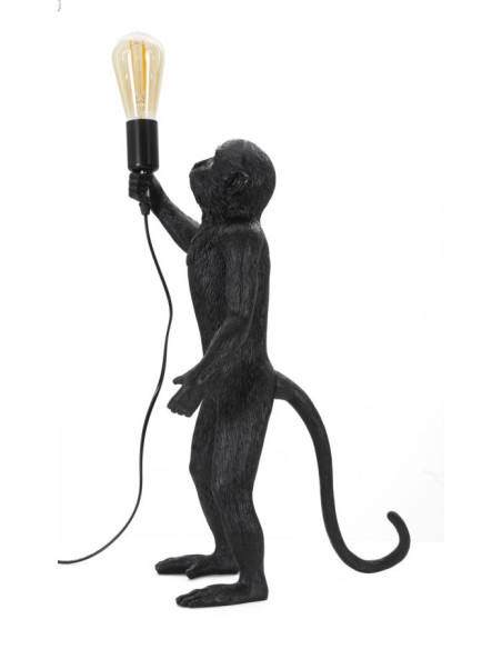 Lampe à poser originale XL Singe debout Hauteur 55 cm en Résine Métal Noir Monkey 