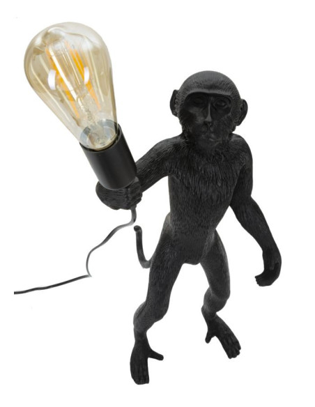Lampe à poser originale XL Singe debout Hauteur 55 cm en Résine Métal Noir Monkey 